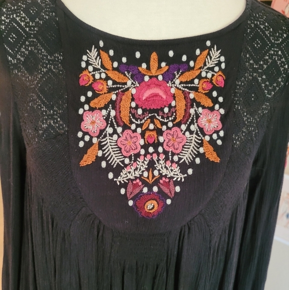 Free People Mohave Black Gauze Swing Dress - Picture 3 of 8